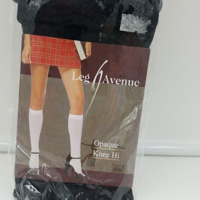 Nylon Opaque Knee Highs - One Size - Black leg avenue style 5572