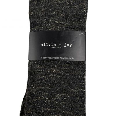 Olivia + Joy Opaque Heavy Weight Tights Metallic Gold Size Large MSRP $24