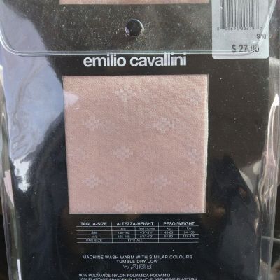 ITALY Emilio Cavallini PINK Pantyhose Tights S/M Geometric Floral Semi-Opaque