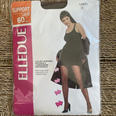 Elledue Medium Support Brown Compression Pantyhose NEW WITH TAGS