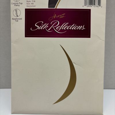 Hanes Silk Reflections Silky Sheer Pantyhose Control Top #718 Sz AB Quicksilver