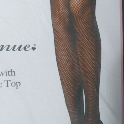 ladies stockings-thigh highs-Leg Avenue Inc-Fishnet-black- elastic top-90-160lbs