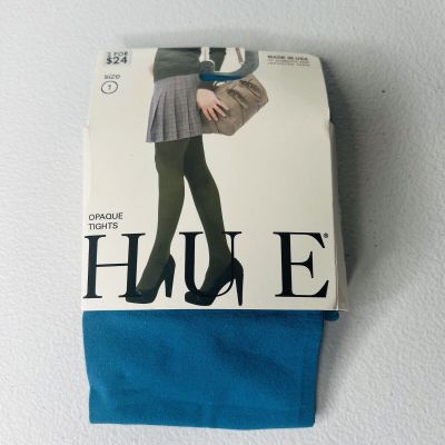 NWT Women's Hue Opaque Tights 1 Pair Size 1 Planet Blue New