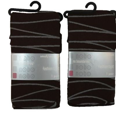 NOBO opaque TIGHTS NWT M BLACK ZIGZAG Medium 5'1