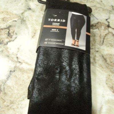 Torrid Wmn's Size 4X Black Shiny, High Rise Waist, Premium Full Length Leggings