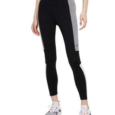 Nike Womens Dri fit Color Block Mid Rise 7/8 Tights Size 2X Color Black