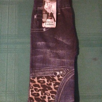 Women's Fashion Jean Print Leggings Leopard Print Size S/M