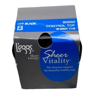 Vintage l’eggs sheer vitality control top pantyhose off black 90660
