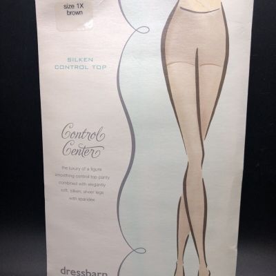 Dress Barn Silken Control Top Pantyhose Control Center Size 1X Brown