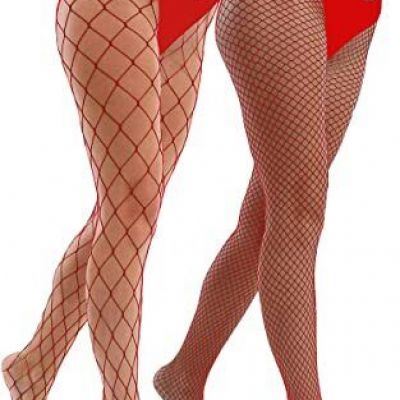 VEBZIN 2 Style Mesh Red Fishnet Stockings Tights High Waist Pantyhose Thigh H...