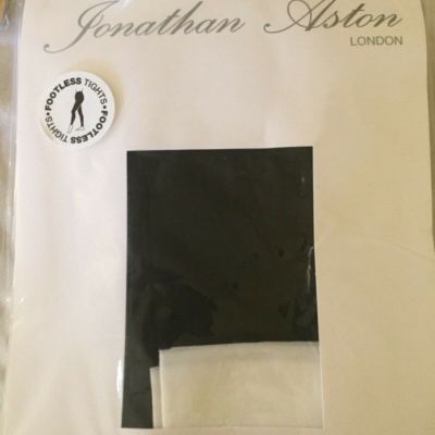 JONATHAN ASTON BLACK WITH WHITE CUFF FOOTLESS TIGHTS  ONE SIZE