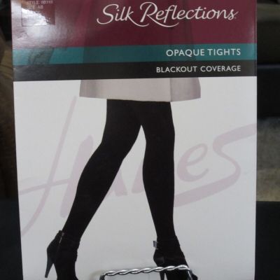 Hanes Silk Reflections Control Top Black Opaque Tights - Size AB