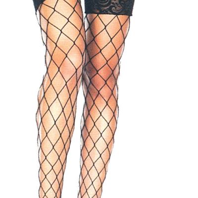 Music Legs Thigh Highs Diamond Net Lace Top Spandex Fishnet Stockings Black 4925