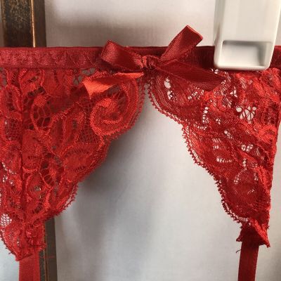 Sexy Women's Red Lace Garter Belt Thigh-Highs Stockings Set