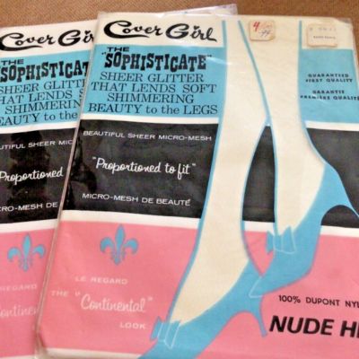 TWO 1960s Cover Girl STOCKINGS WHITE Sheer Glitter - STILL NEW IN PACKAGE