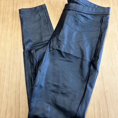 Hue black Faux Leather Soft Stretch WetLook PVC Jeggings Size M