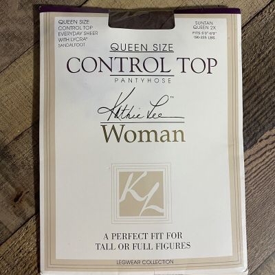 Kathie Lee Woman Pantyhose Queen 2X Nude Control Top Everyday Sheer Sandalfoot