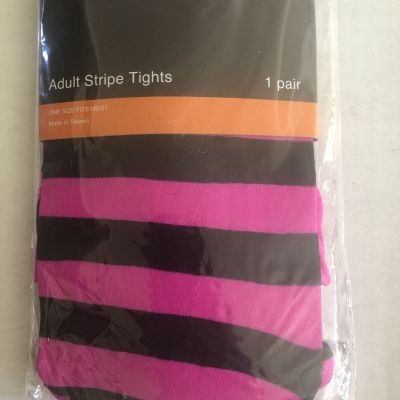 Pink And Black Striped Tights Adult One Size