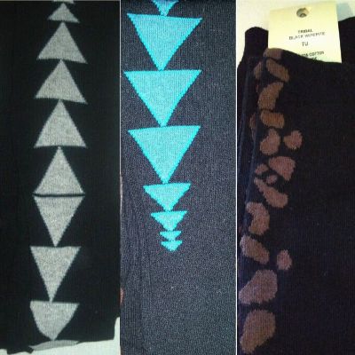 Mara Hoffman Tights Black w/Turquois or Gray Triangles/Pepite, One Size, France