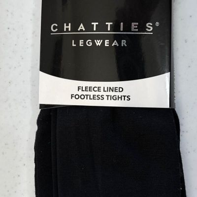 Chatties Legwear Fleece Lined Footless Tights Black Size 1X 2X May Run Small
