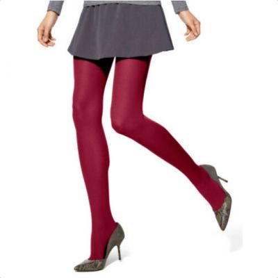 Hue Women's Opaque Sheer to Waist Tights, Color Sangria, Size 1