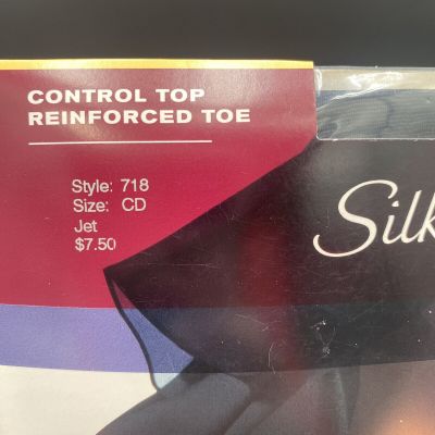 Hanes Pantyhose Jet Black NWT New Size CD Silk Reflections Style 718 Control Top