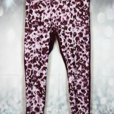 Melaleuca Brand Ladies Purple Animal Print Workout Leggings Crop Pants Size Med