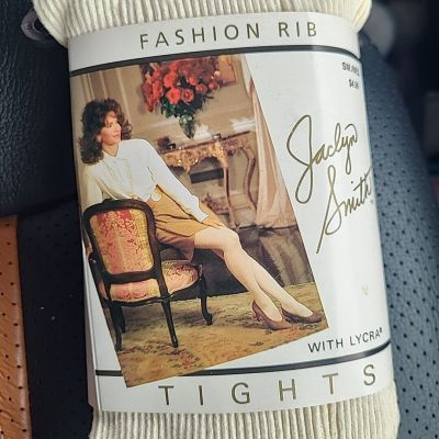 VTG Jaclyn Smith Fashion Rib Tights With Lycra Small Medium Ivory