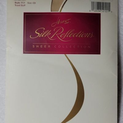 Hanes Silk Reflections Silky Sheer Pantyhose Control Top Size CD Travel Buff