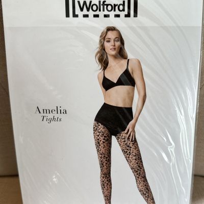 Wolford Amelia Tights Gobi/Black Size Medium NEW Retail $67