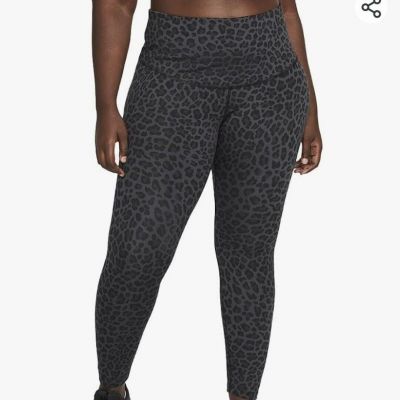 Nike dri fit high rise leggings black gray cheetah print 7/8 length plus size 2X