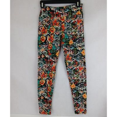 LuLaRoe OS Leggings With Bright Colorful Abstract Floral Designs