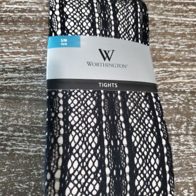 NWT Worthington S/M Black Lace Weave Tights