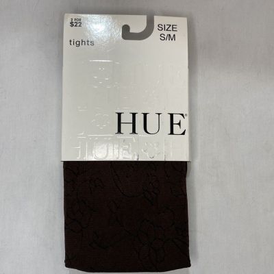 Hue Linear Floral w/ Control Top Tights ~ Size S/M ~ Color Espresso