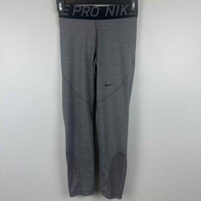 Nike Pro Womens Dri-Fit Activewear Workout Athletic Running Grey Leggings Small