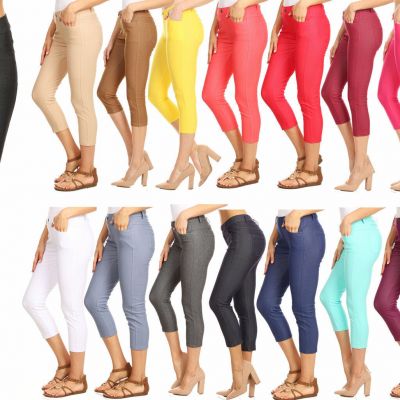 Capri Jegging Leggings Womens Super Stretchy Classic Skinny Jean Style Pants