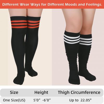 Zando Women plus Size Thigh High Stockings over the Knee Thin Tube Socks Long Sp