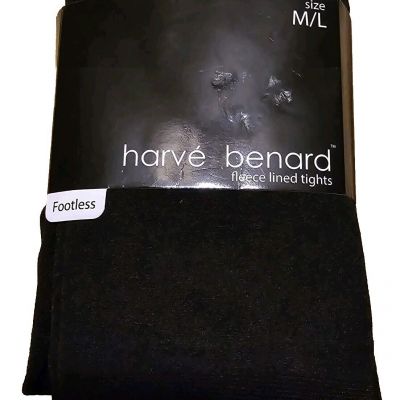 Harve Benard Black Fleece lined footless tights M / L New