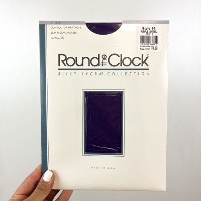 Vintage Round The Clock Control Top Pantyhose - Purple Enamel - Size B