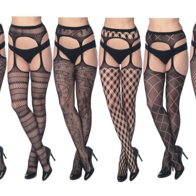 Women Fishnet Stocking Pantyhose Suspenders Regular Plus Sizes 2005 (6-Pairs)