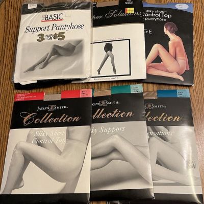 Pantyhose Lot Of Six - Mixed Brands/Colors/Sizes Plus Queen Size Vintage