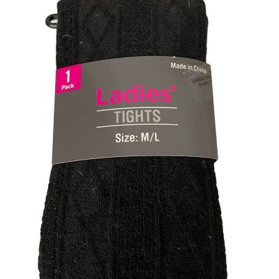 Ladies womans M/L Black knit Tights NEW