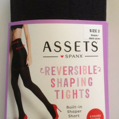 Spanx Assets Black Gray Reversible Shaper Tights Size 2  5'1