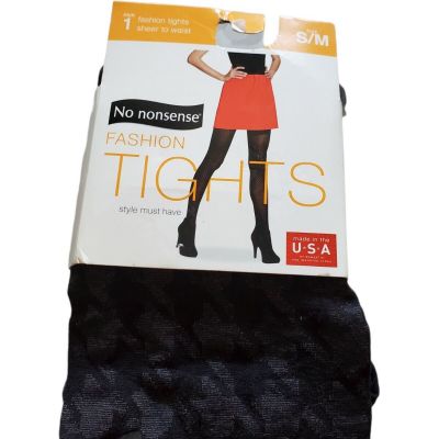 No Nonsense Fashion Patterned Tights Black Size S/M Houndstooth New