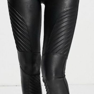 SPANX Faux Leather Shiny MOTO LEGGINGS-20136R-BLACK-Size Medium-EXCELLENT!