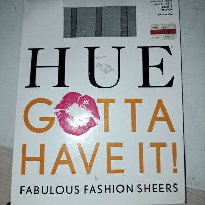 HUE Gotta Have It Fashion Sheers Control Top bold stripe sheer Black Size 3
