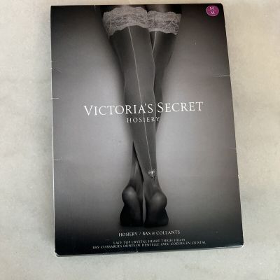 Victorias Secret SEXY Hosiery Lace Top Thigh Highs w/ Reinforced Heel Medium