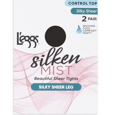 Leggs Silken Mist Control Top Pantyhose Black Mist Size B 98138 NEW