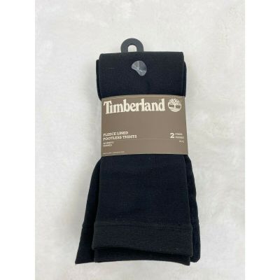 New Timberland Black Fleece Lined Footless Tights 2 Pairs Women M/L