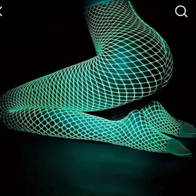glow in the dark fishnet stockings black Light Club Dancer New